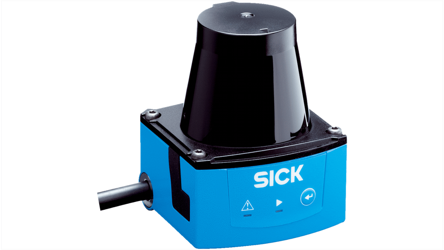 Scanner laser di sicurezza Sick TIM310-1030000S02, distanza di rilevamento fino a 25 m, grado di protezione IP67, dimensioni 60 x 60 x 79 mm.