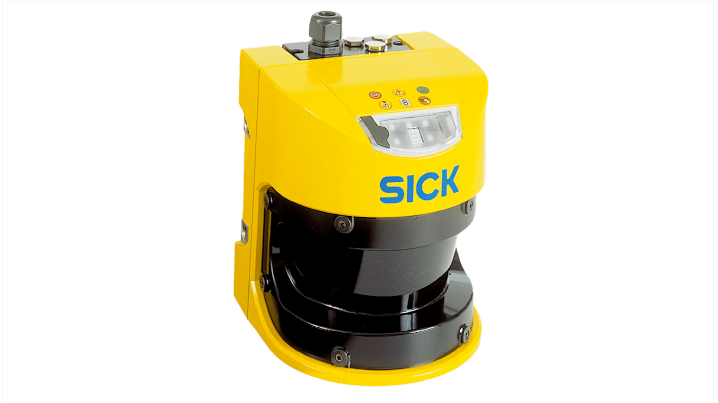 Scanner laser di sicurezza Sick S30A-6011DA, protezione aree pericolose fino a 5,5 m, dimensioni 155 x 185 x 160 mm.