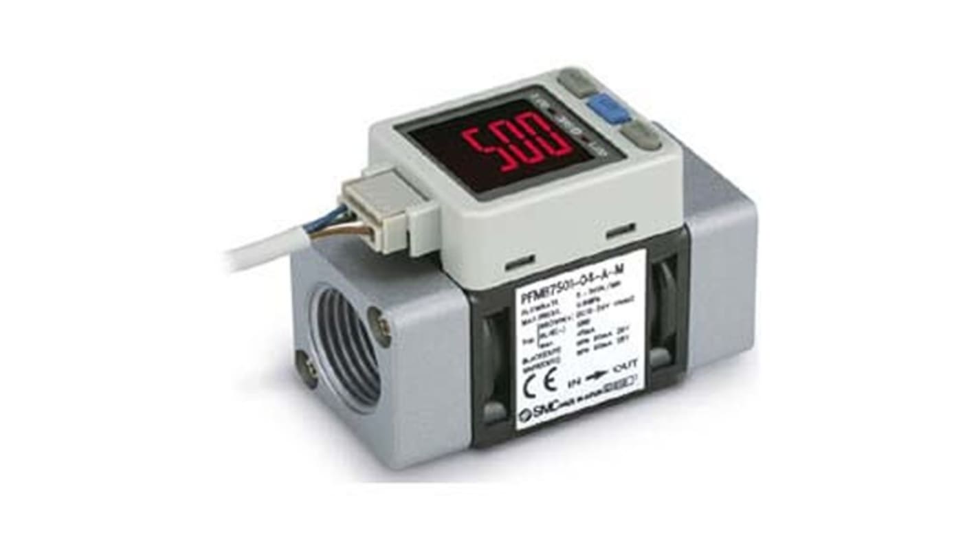 SMC PFMB7102-F04-B, sensore di flusso digitale per aria secca e N2, portata 10-1000 l/min, alimentazione 24 V.