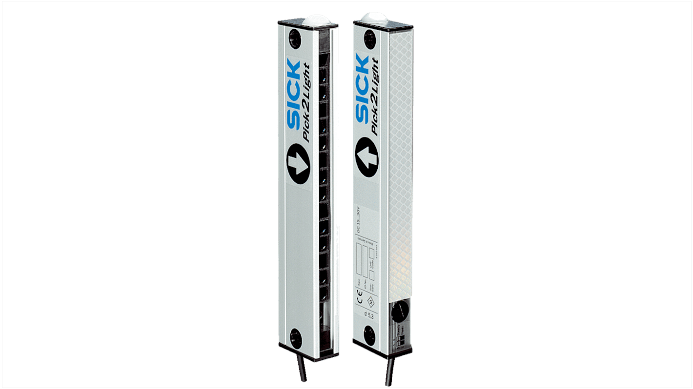 Griglia luminosa Sick PLG3-210F431 per automazione, rilevamento fino a 2 m, alloggiamento in alluminio, IP54, dimensioni 279.8 x 19.2 x 36.6 mm.