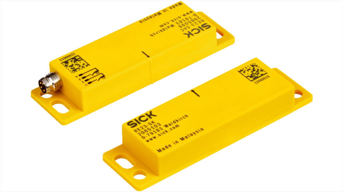 Interruttore di interblocco di sicurezza Sick RE23-SAC, IP67, dimensioni 25 x 88 x 13 mm, compatibile con connettore M12.