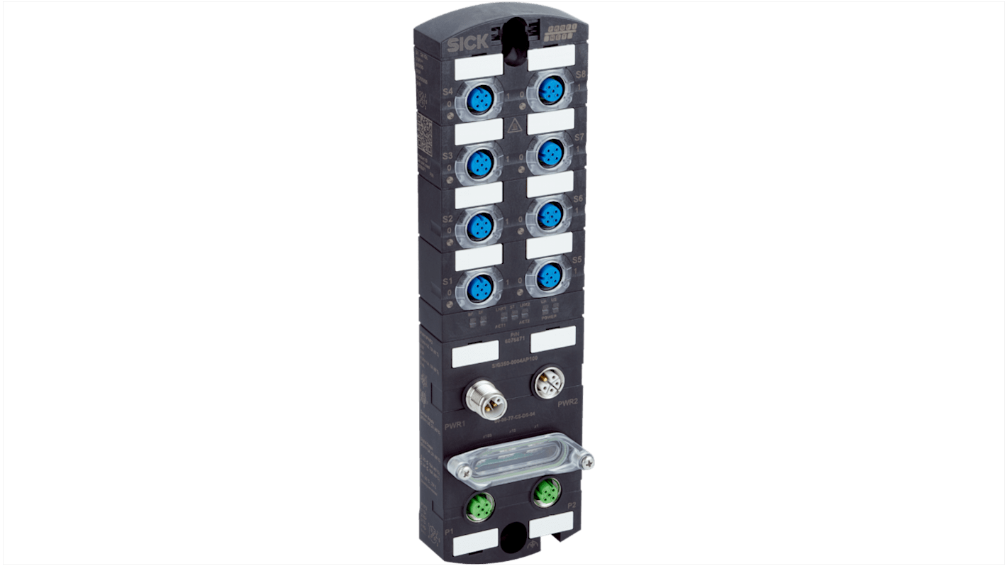 Modulo di integrazione Sick SIG350-0004AP100, gateway IO-Link con 8 porte M12, robusto IP67, -30 °C a +70 °C.