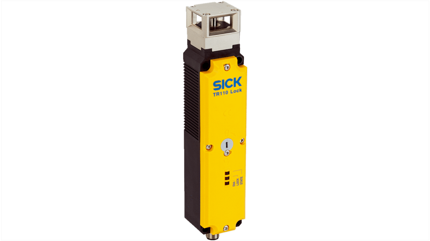 Interruttore di interblocco di sicurezza Sick TR110-SRUSA00, alimentazione 24V cc, grado di protezione IP67/IP69K, dimensioni 190x42x40mm.