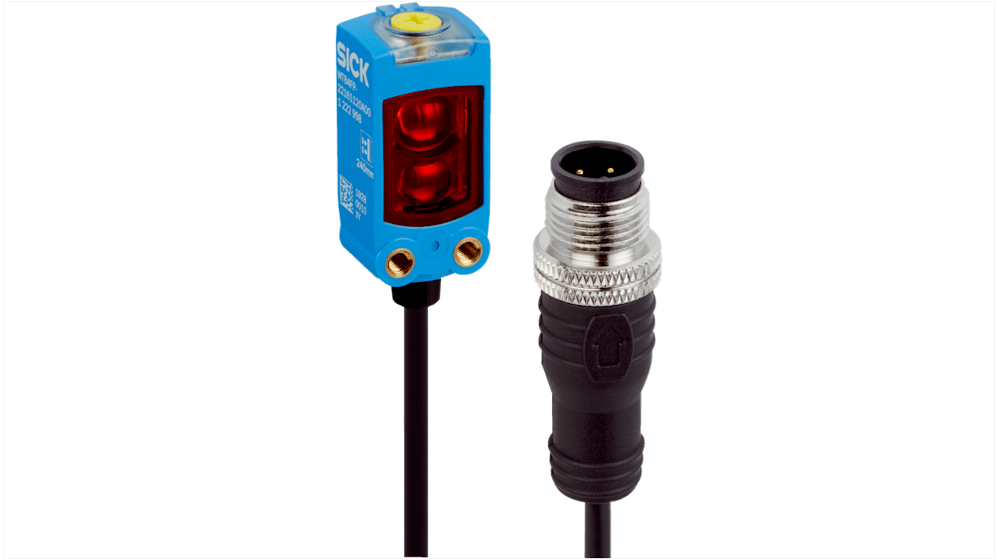 Sensore fotoelettrico Sick WTV4FE-8416A120A00, rettangolare, con soppressione di sfondo, IP66/IP67, gamma 5 m.