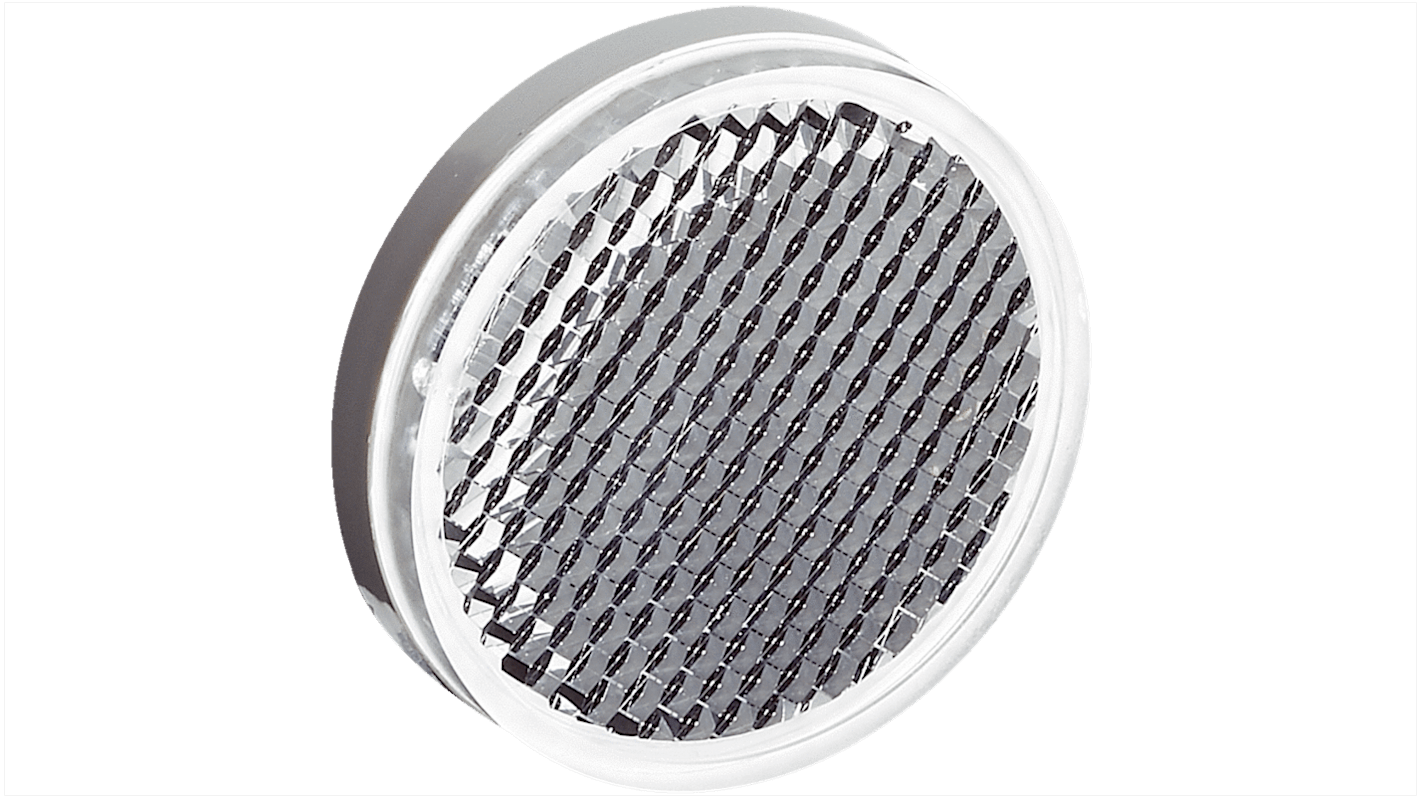 Riflettore rotondo Sick C42-2 per sensore induttivo, in PMMA/ABS, con bullone M5x9, dado esagonale e rondella. Montaggio a vite.