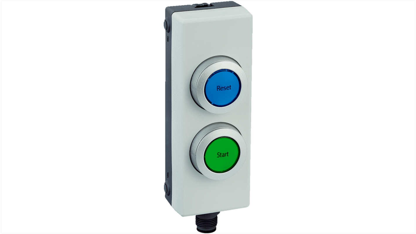 Interruttore stazione di controllo Sick ER12-SD5E8, 2NO, IP65, montaggio a clip, dimensioni 123x40x36 mm, temperatura -25/+70 °C.