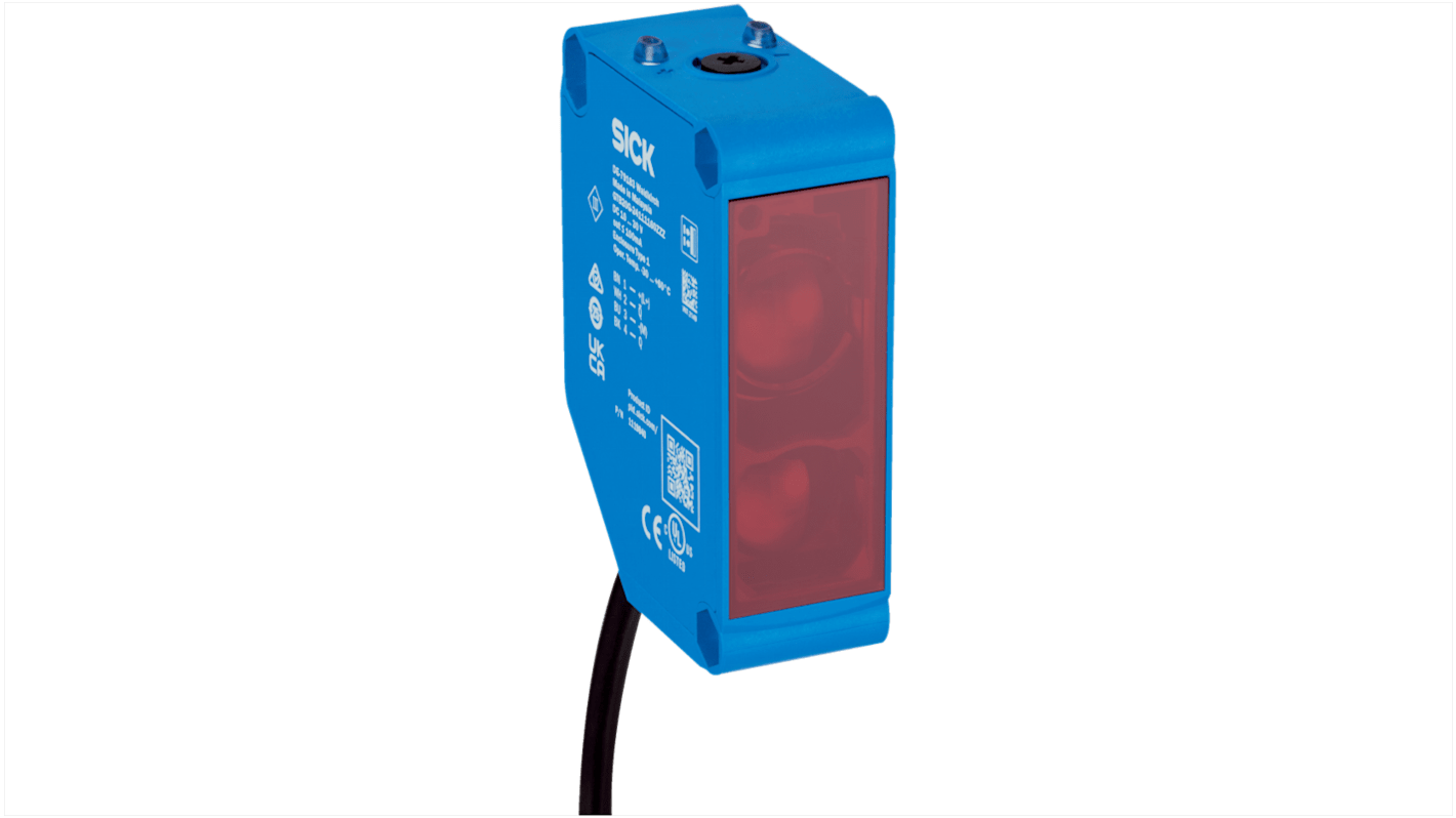Sensore fotoelettrico rettangolare Sick GLD20G-6IRC2170ZZZ, rilevamento fino a 20 m, uscita relè, grado di protezione IP67.