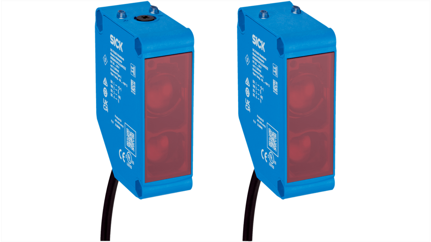 Sensore fotoelettrico rettangolare Sick GSE20G-1H112170ZZZ, rilevamento fino a 120 m, uscita PNP/NPN, grado di protezione IP67.