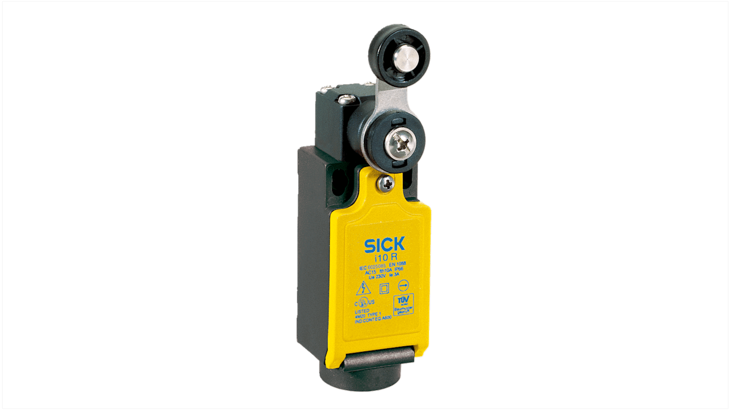 Interruttore di interblocco di sicurezza Sick i10-RA213, 2NC/1NA, IP66, dimensioni 112 x 31 x 50 mm, tensione 240V, corrente 3A.