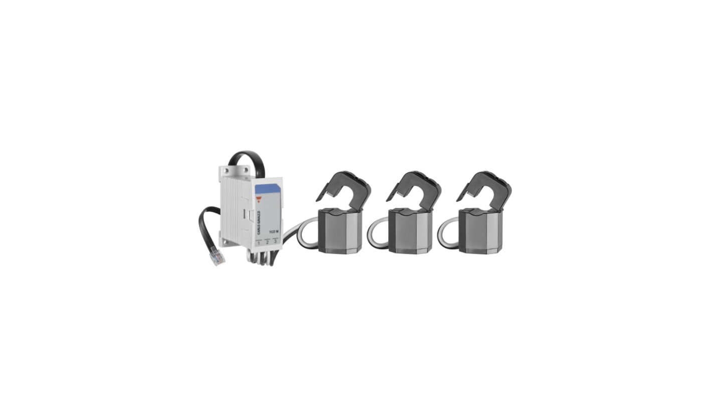 Trasformatore di corrente Carlo Gavazzi TCD0M6080CMX, ingresso 60A, foro 9.6mm, tensione 0,72 kV, nucleo diviso per applicazioni industriali.