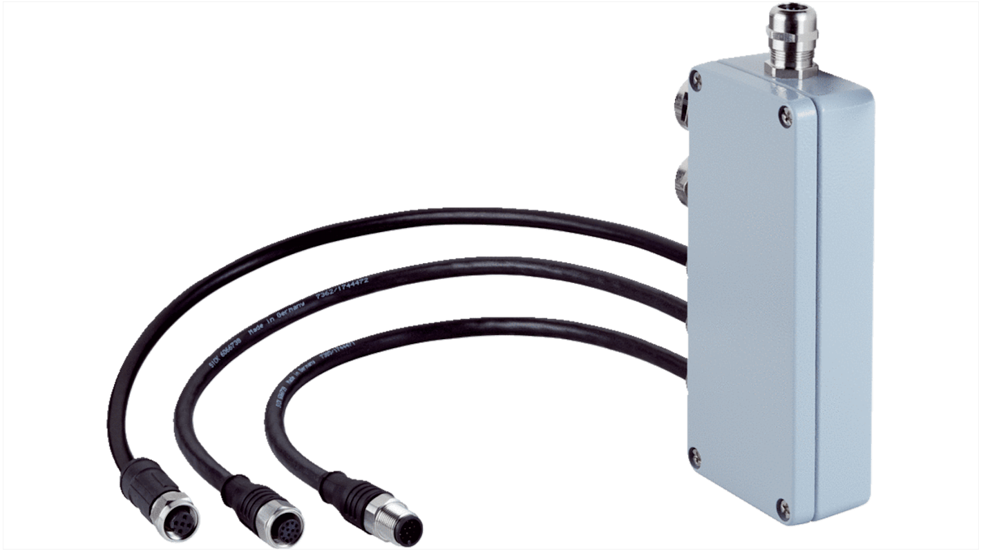 Modulo I/O Sick 2079824 con connettore M12, alloggiamento in alluminio, dimensioni 88 x 34 x 173 mm, grado di protezione IP67.