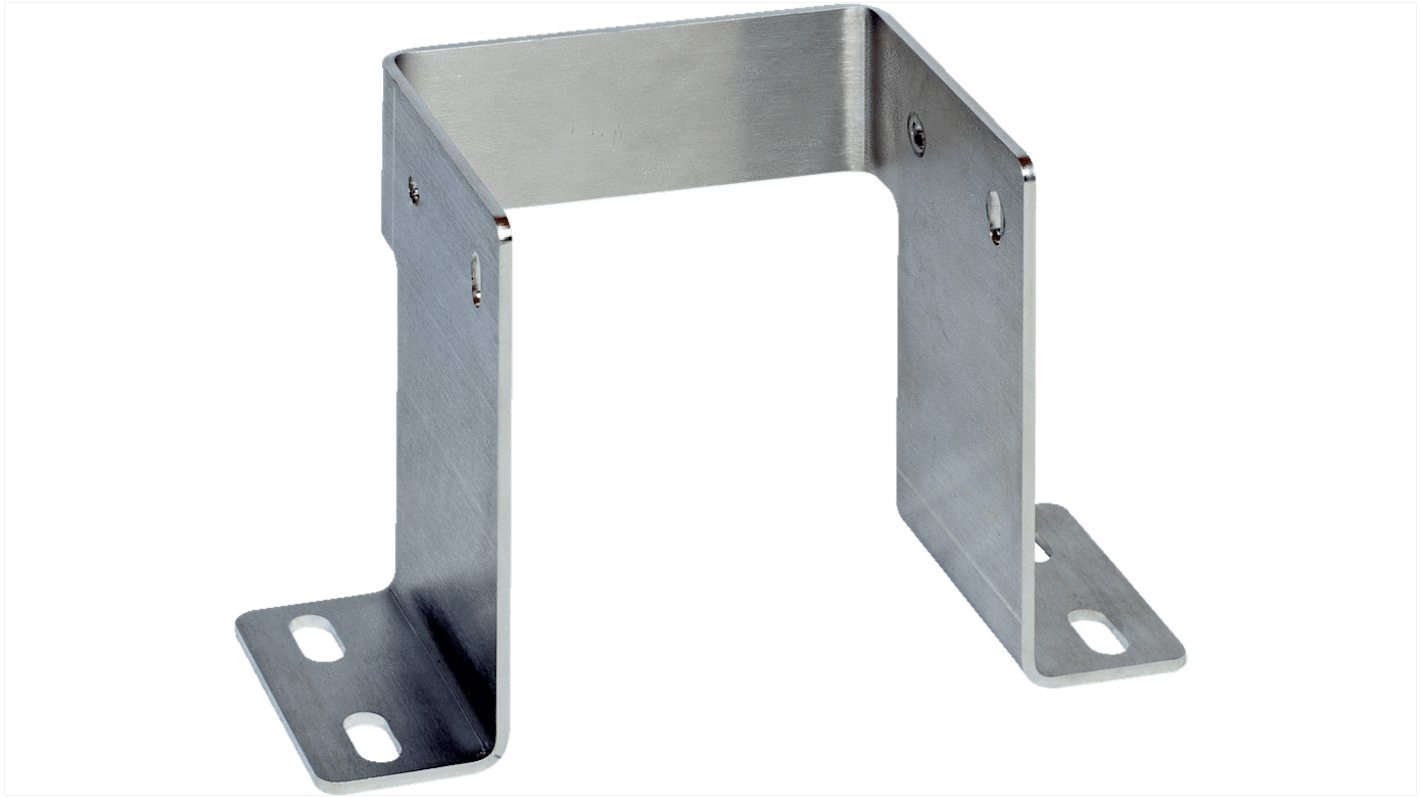 Staffa di montaggio a pavimento Sick 2112950 per MicroScan3 in acciaio inox, include viti M5 per un'installazione stabile.