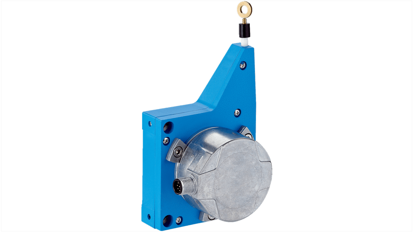 Encoder a filo Sick BCG08-A1CM0318 con uscita SSI, lunghezza misurazione fino a 10 m, montaggio a flangia, grado di protezione IP67.