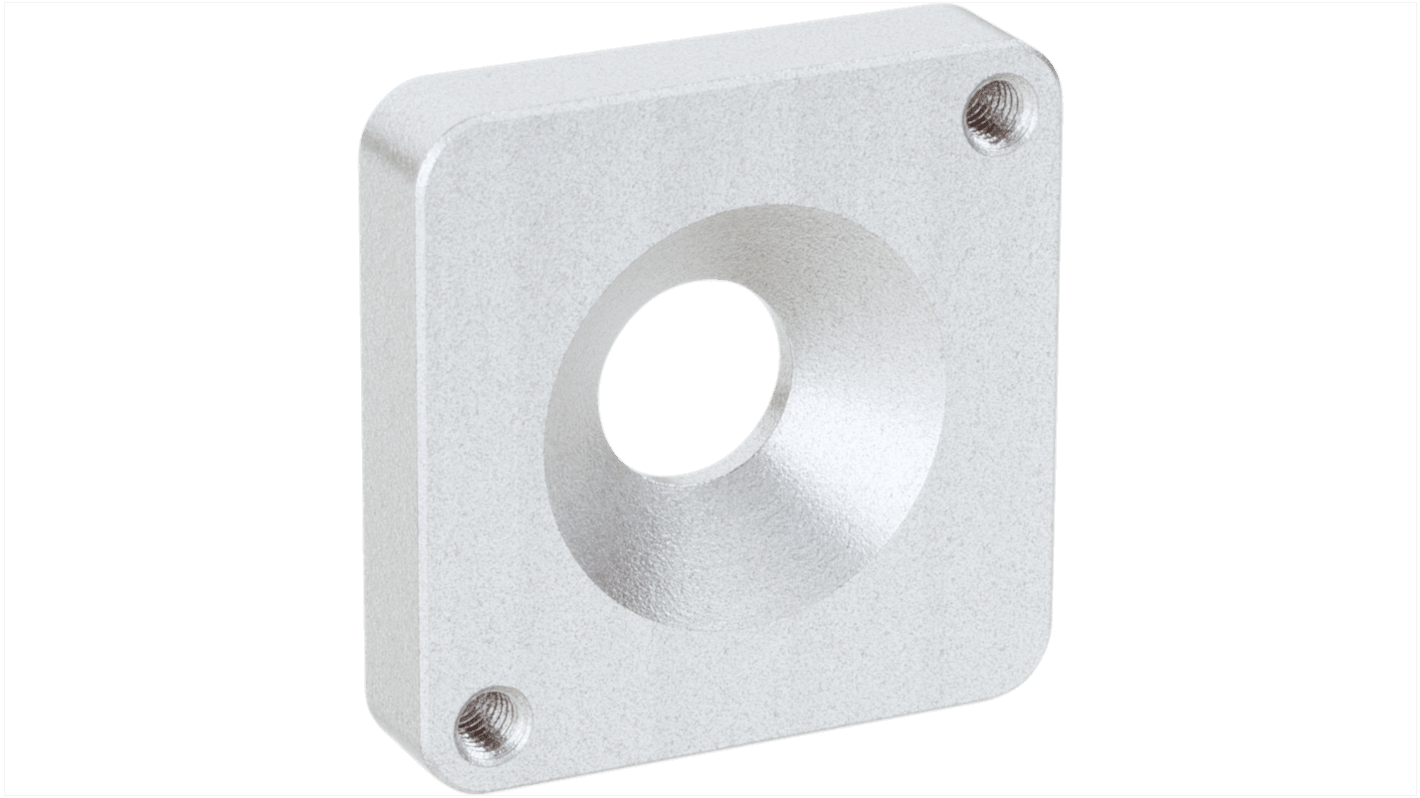 Piastra di montaggio Sick BEF-AP8-MPB in alluminio, quadrata, con foro filettato M8 per sensori, ferramenta inclusa.