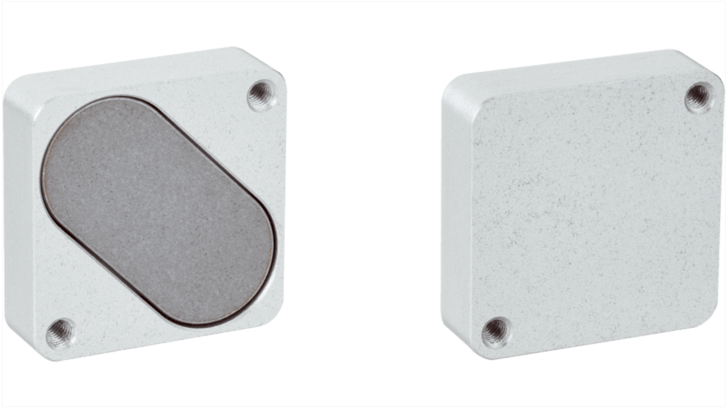 Piastra di montaggio Sick BEF-APM-MPB in alluminio, quadrata, per sensori, con fissaggio magnetico e ferramenta inclusa.