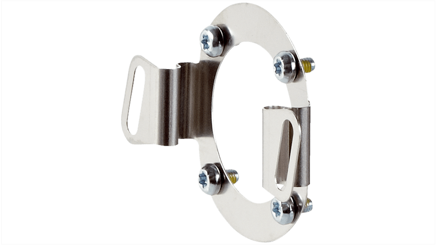 Piastra flangiata Sick BEF-DS-DBS36 per accoppiamento statore, fori viti 42-46 mm, larghezza fessura 3,2 mm.