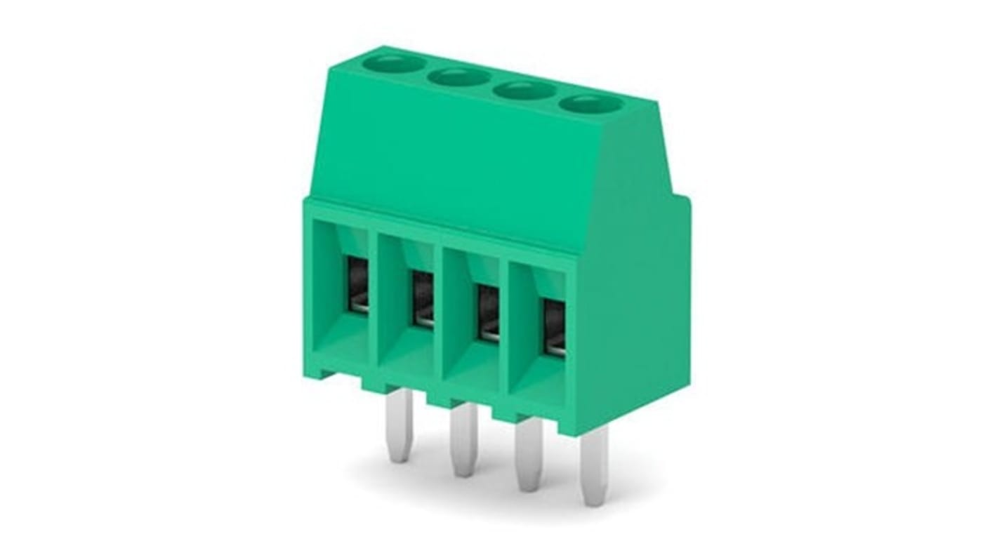Molex 397730004, morsettiera maschio a 4 vie per circuito stampato, montaggio verticale, passo 2.54mm, colore verde.