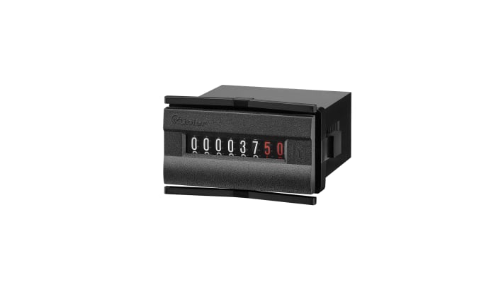 Contatore ore analogico Kübler 3245201351, 8 cifre, montaggio a pannello o su guida DIN, alimentazione 30 V CC, alta affidabilità.