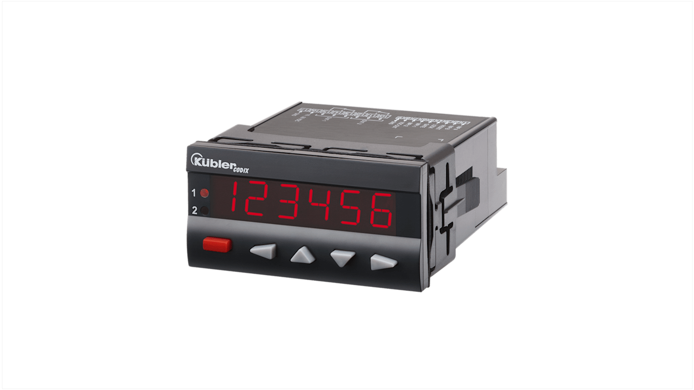 Contatore impulso LED 8 cifre Kübler 6560010307, alimentazione 30 V CC, ingresso NPN, grado di protezione IP65.