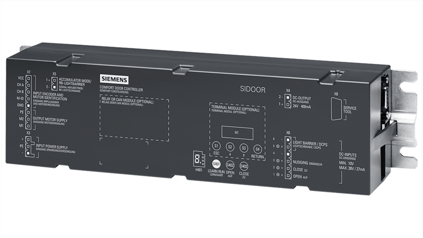 Regolatore di velocità Siemens 6FB1111-1AT11-3AT3, potenza 540 W, per motori a 24 V c.c., 4 ingressi digitali, conforme RoHS.