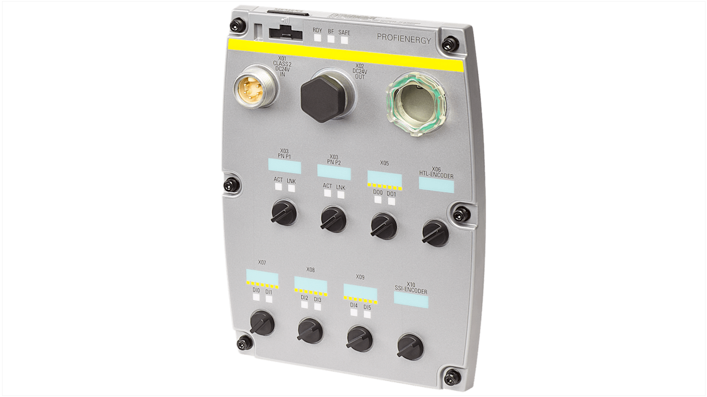 Inverter Siemens 6SL3544-0FB21-1FA0, 24 V c.c., IP65, con funzionalità PROFINET e Safety Integrated.