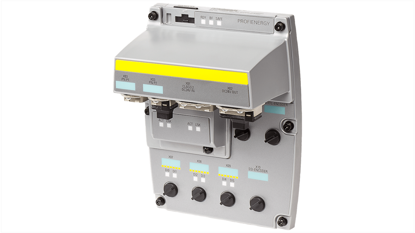 Inverter Siemens 6SL3544-0FB21-1FC0, 24 V c.c., IP65, con funzionalità PROFINET e Safety Integrated.