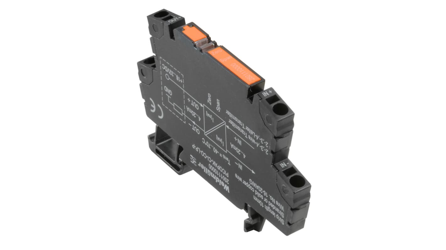 Weidmüller convertitore di segnale PICOPAK, 6 mm, 4-20 mA, ATEX, IECEx, -40 a +70 °C, alimentazione 32V, codice 2501110000.