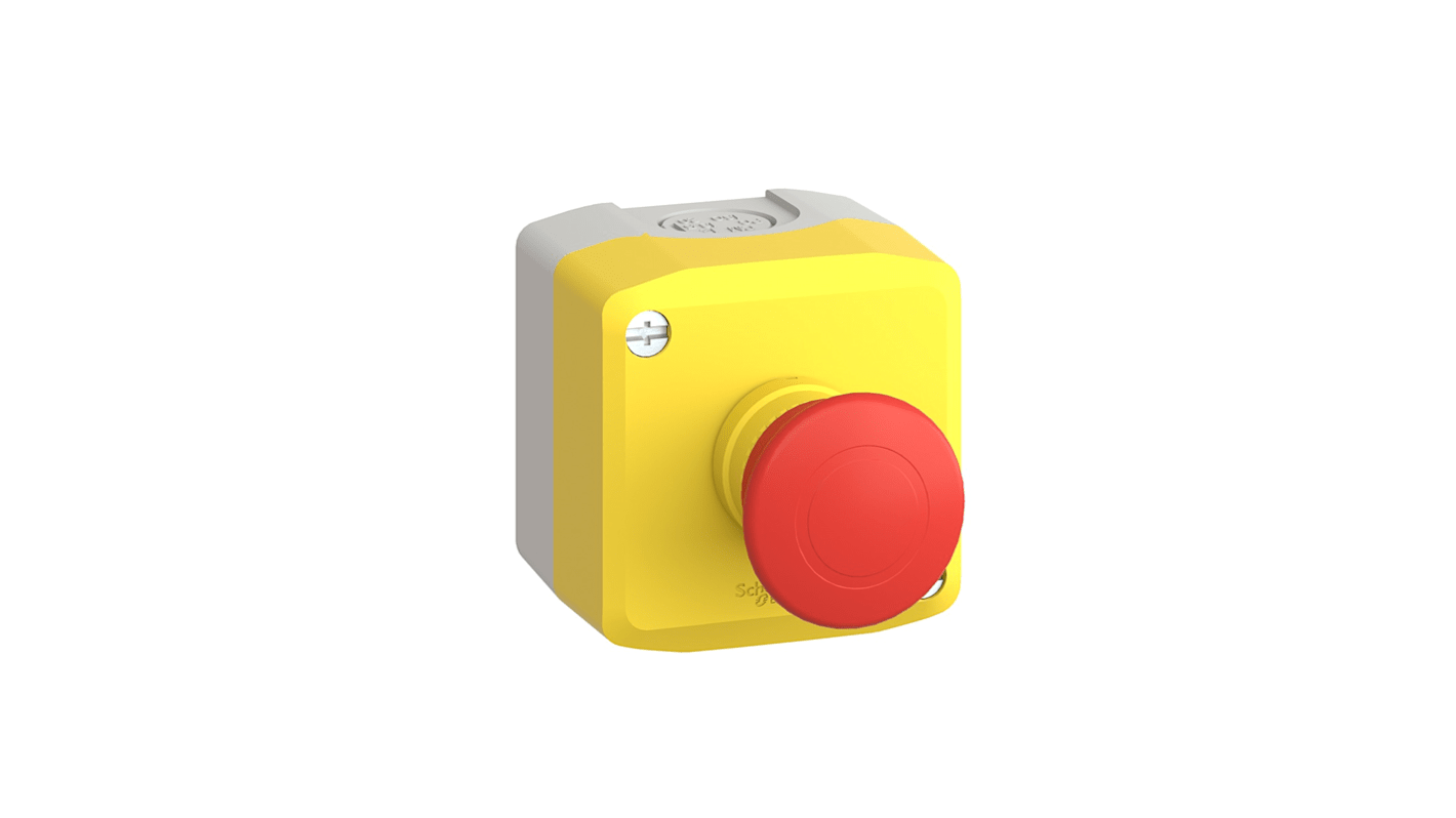 Pulsante di arresto d'emergenza Schneider Electric XALK198H7, rosso a fungo, diametro 40 mm, grado di protezione IP66/IP67/IP69.