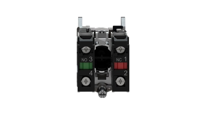 Pulsante rosso Schneider Electric XB4BA45, attuazione a molla, diametro di montaggio 22,5 mm, lunetta cromata.