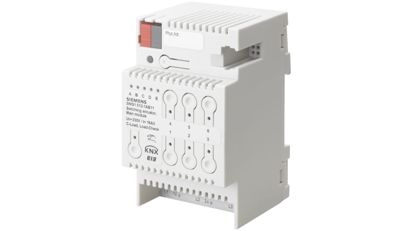 Adattatore Siemens N 512/11, modulo attuatore con 3 uscite AC 230/400V, corrente 16A, montaggio su guida DIN.