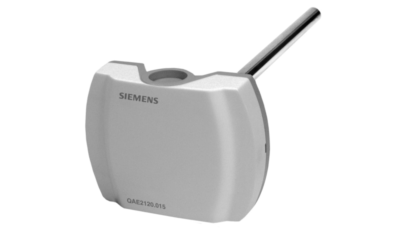 Sensore di temperatura Siemens QAE2130.015, sonda da 150 mm, NTC 10k, -30°C/+125°C, IP42, per applicazioni HVAC.