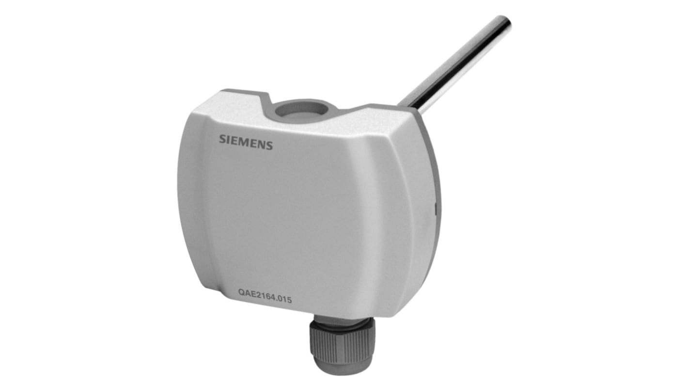 Sensore di temperatura PT1000 Siemens QAE2174.010, sonda da 100mm, precisione ±1.4 K, collegamento G1/2, operante da -10°C a +120°C.