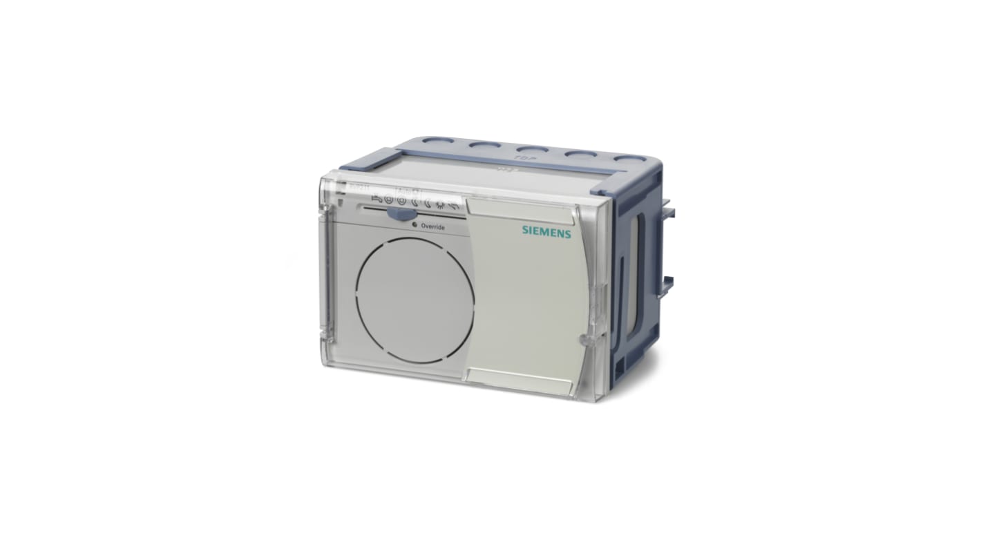 Controller Siemens RVP211.0 per il controllo della temperatura, alimentazione 230 V c.a., compatibile con accessori specifici.