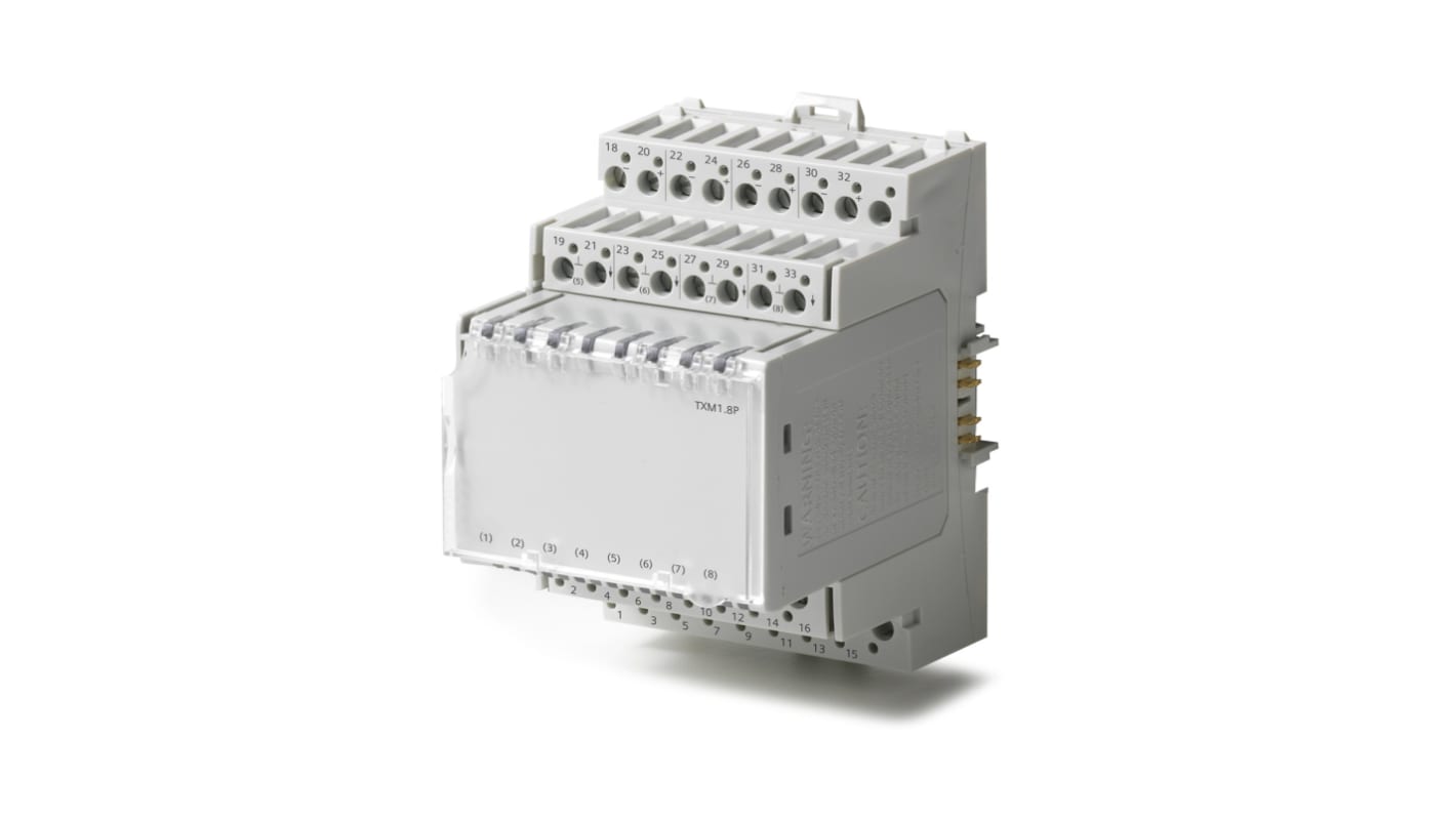 Modulo di ingresso Siemens TXM1.8P per sensori Pt100, 8 ingressi analogici, alimentazione 21,5-26 V dc, design compatto.