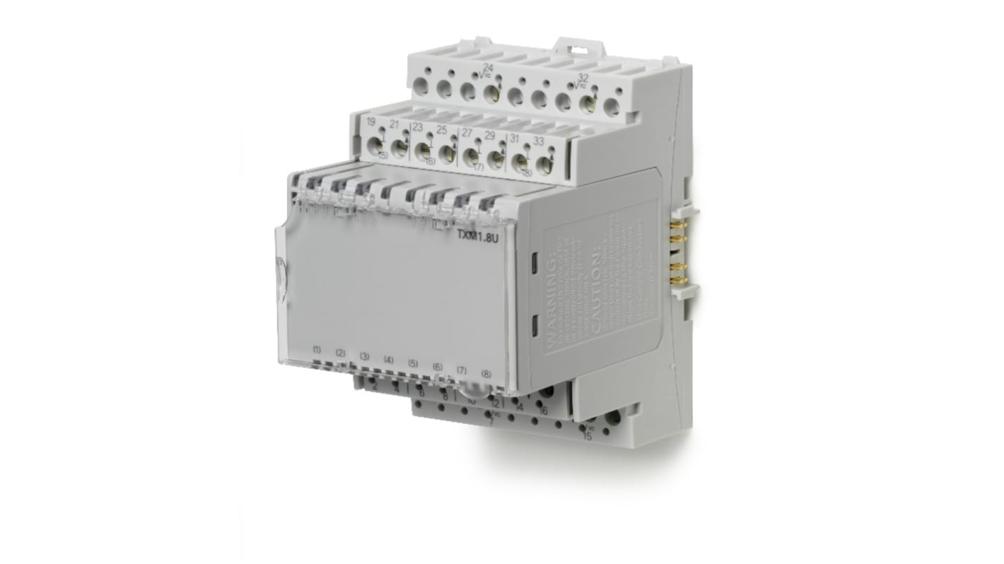 Modulo I/O analogico digitale Siemens TXM1.8U, otto ingressi/uscite configurabili, formato DIN, alimentazione 24 V c.c.
