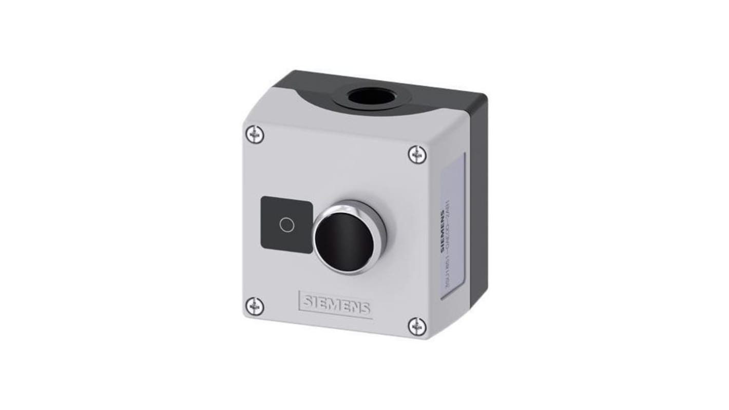 Contenitore stazione di controllo Siemens, Ø 22mm, grigio, montaggio su piastra frontale, resistenza IP66/IP67.