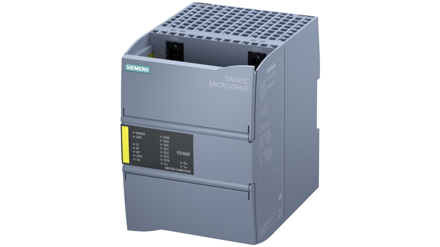 Controller per motori Siemens 6BK1630-2AA60-0AA0, 600 W, 52,8 V CC, 22 A, con protezioni integrate e controllo della velocità.