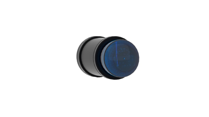 Torretta di segnalazione Schneider Electric XVBC8B6, lente blu, 24 V, montaggio su base, diametro 70 mm, protezione IP66.