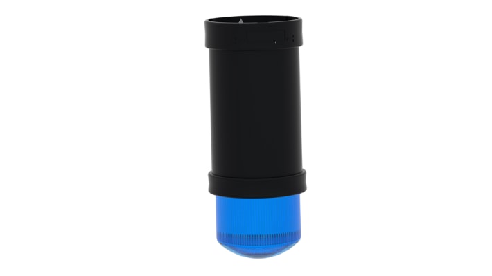 Torretta di segnalazione Schneider Electric XVBC8B6, lente blu, 24 V, montaggio su base, diametro 70 mm, protezione IP66.