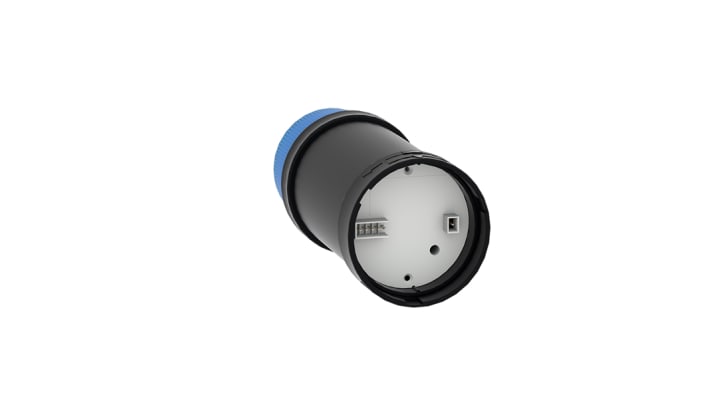 Torretta di segnalazione Schneider Electric XVBC8B6, lente blu, 24 V, montaggio su base, diametro 70 mm, protezione IP66.