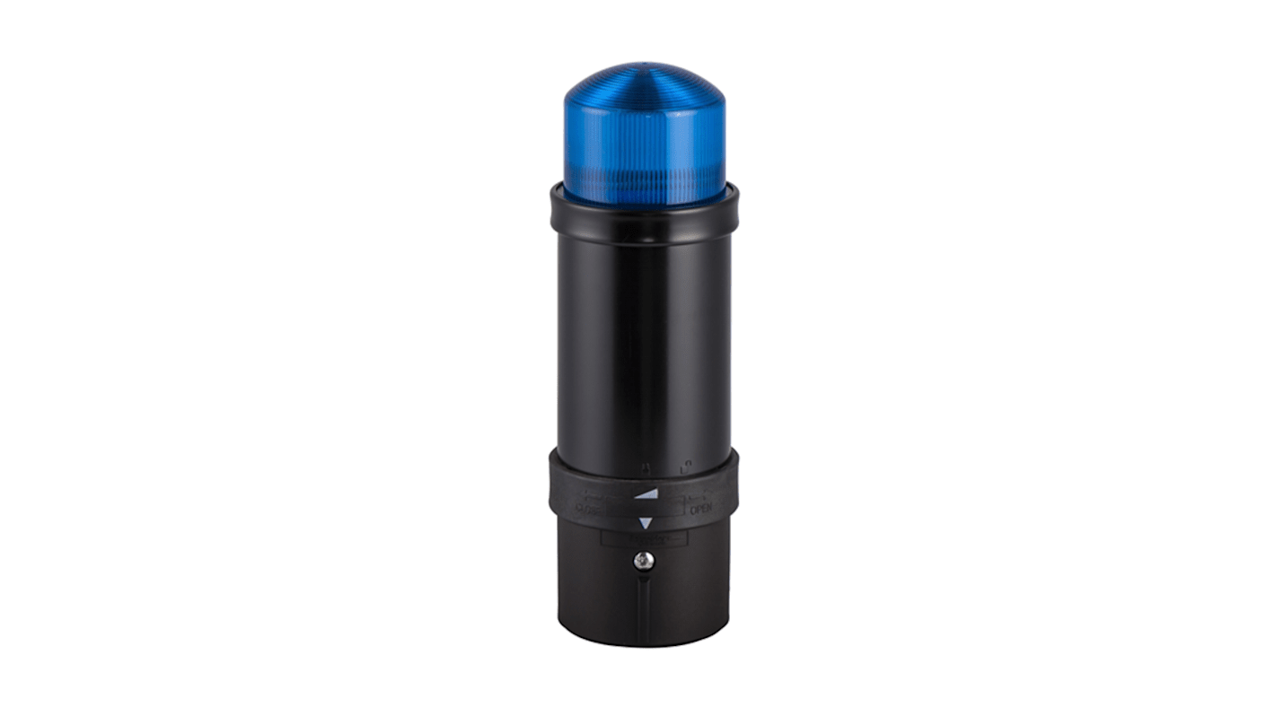 Segnalatore LED Schneider Electric XVBL8B6, lampada a scarica blu, montaggio su tubo, diametro 70 mm, alimentazione 24 V, grado di protezione IP65/IP66.