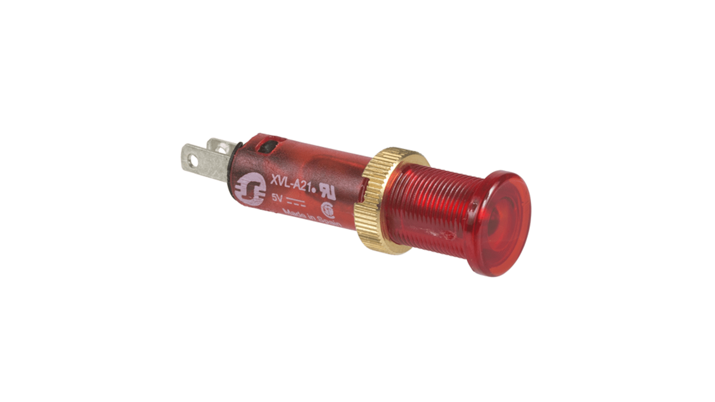 Lampada pilota LED rossa Schneider Electric XVLA244, diametro 8 mm, protezione IP40, installazione semplice con connettori Faston.