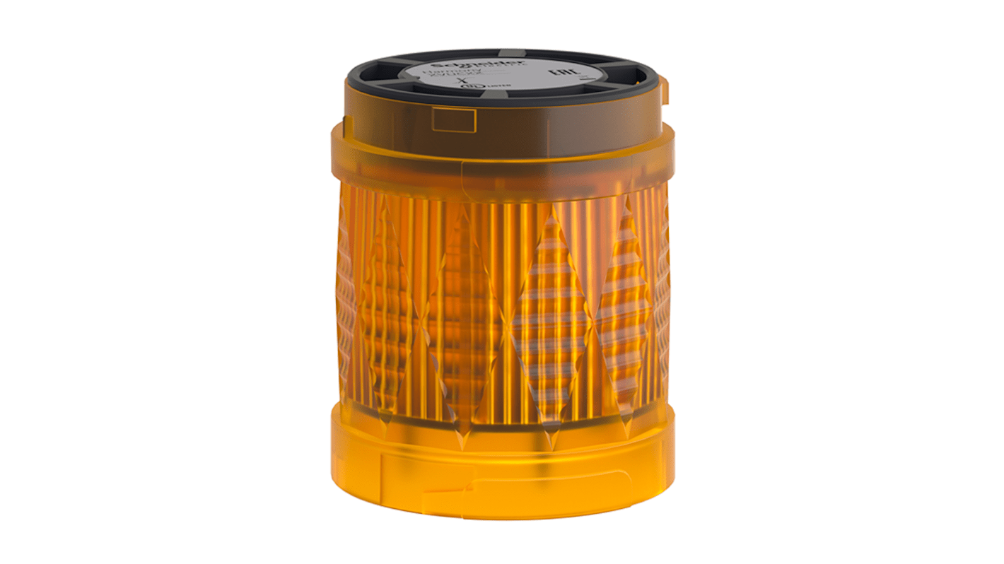 Torretta di segnalazione LED arancione Schneider Electric XVUC65, 24 V, montaggio su base, diametro 60 mm.