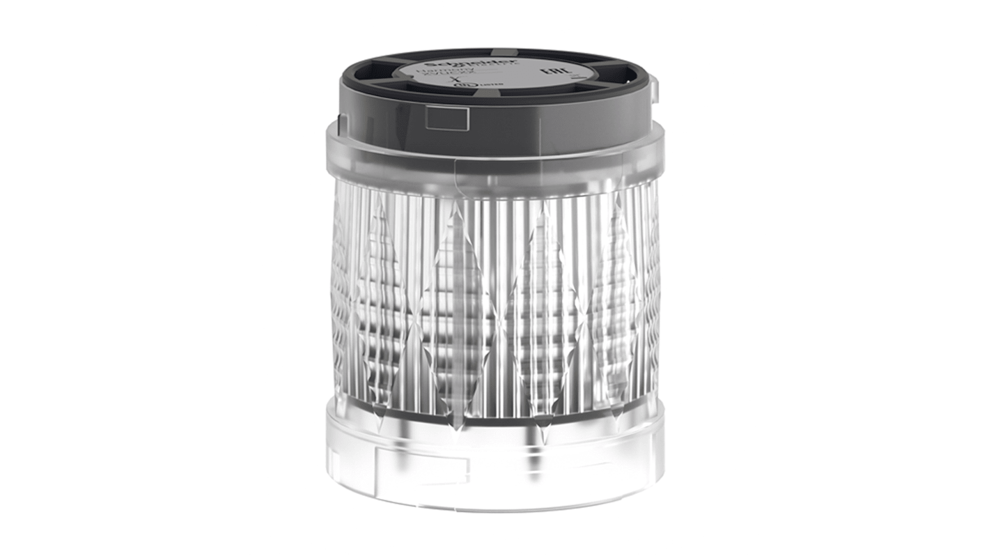 Torretta di segnalazione LED bianco Schneider Electric XVUC67, 24 V, montaggio su base, diametro 60 mm, grado di protezione IP65.