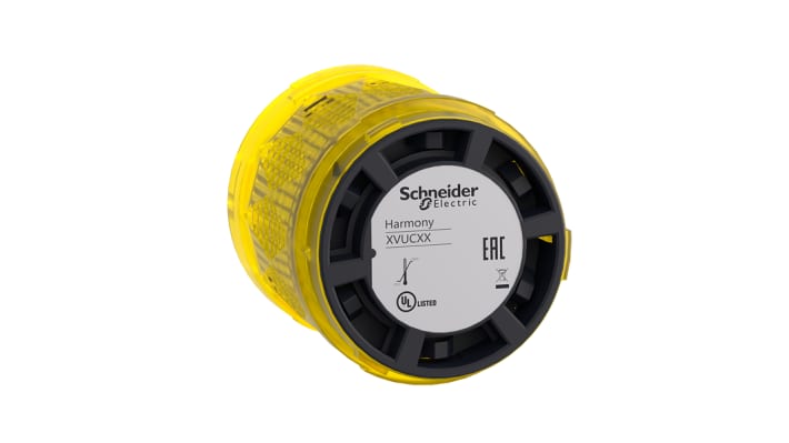 Torretta di segnalazione LED gialla Schneider Electric XVUC68, 24 V, montaggio 60 mm, ad alto lampeggiamento, materiale PC.