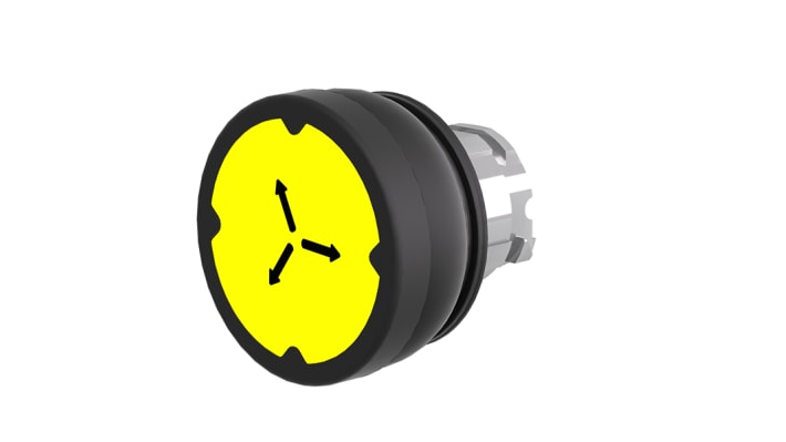 Pulsante da incasso giallo Schneider Electric ZB4BC58009RA, attuazione a molla, montaggio orizzontale, diametro 22.5 mm, protezione IP66/IP69K.