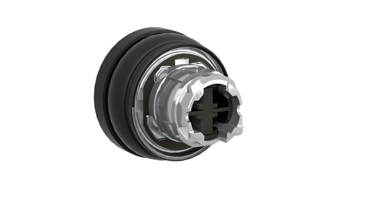 Pulsante a pressione Schneider Electric ZB4BC68006RA, testa blu, diametro 22.5 mm, grado di protezione IP66.