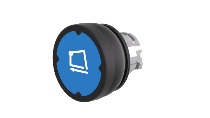 Pulsante a pressione Schneider Electric ZB4BC68006RA, testa blu, diametro 22.5 mm, grado di protezione IP66.