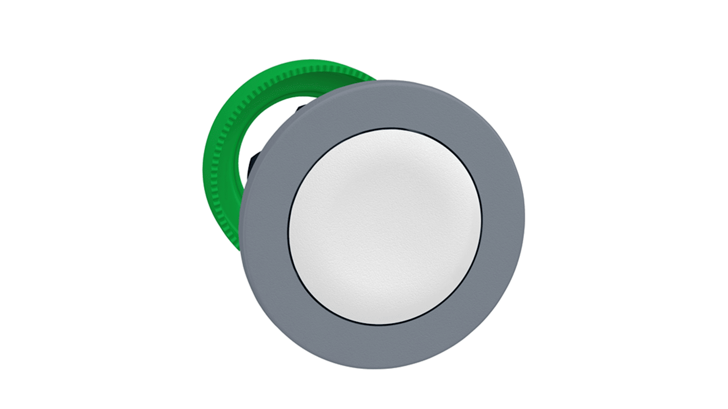 Pulsante da incasso bianco Schneider Electric ZB5FACUST02, diametro 22 mm, per applicazioni industriali. Testina non illuminata.