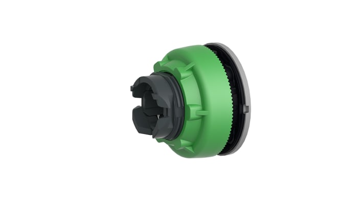 Schneider Electric, testina a pulsante illuminata Ø30.5 mm, design rotondo bianco, grado di protezione IP66/IP67, compatibile con serie Harmony XB5.